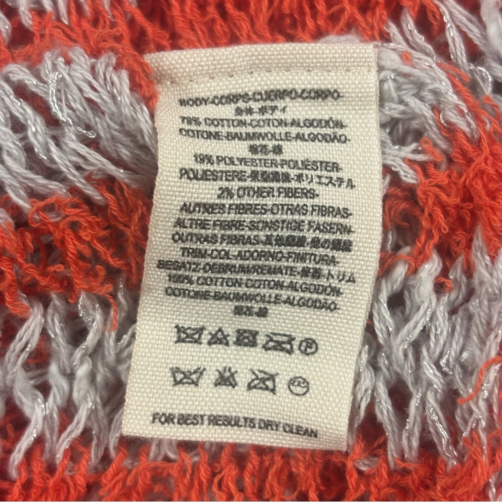 Free People Women M Open Crochet Knit Judy Punk Orange‎ Striped Lace Up Sweater - Picture 9 of 13